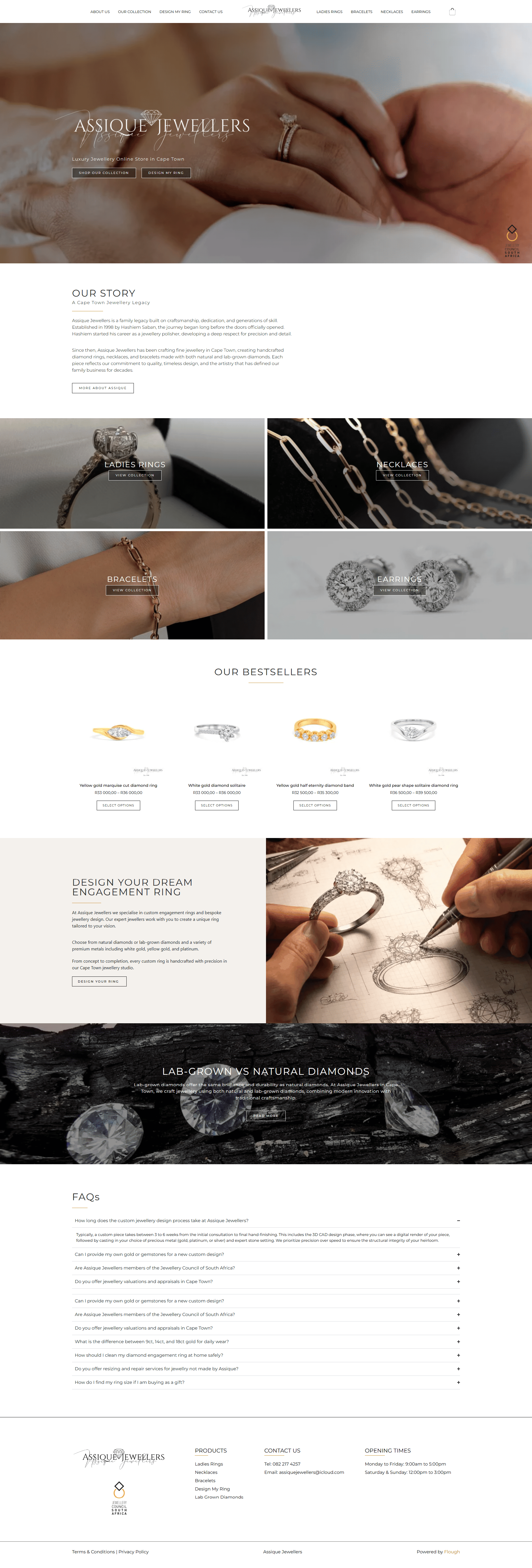 Assique Jewellers full website page showcase
