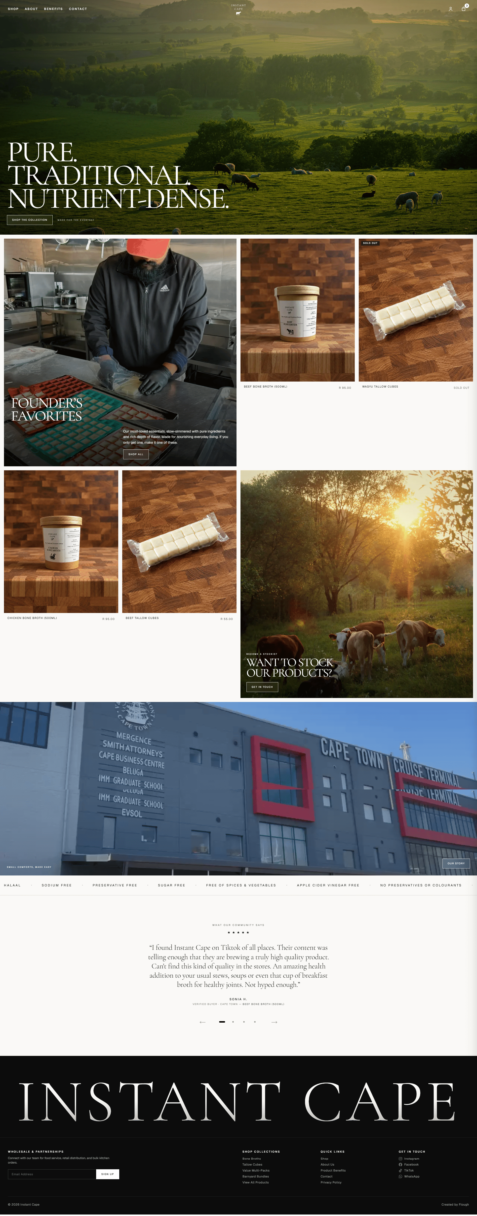 Instant Cape full website page showcase